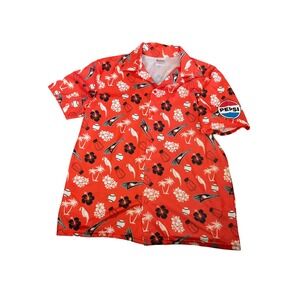 Pepsi Promotional Adventures Red Hawaiian Shirt Mens Large Baseball Tropical L